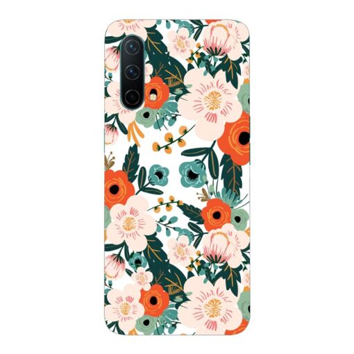 Oneplus Nord CE 5G Mobile Cover White Red Floral FLOI