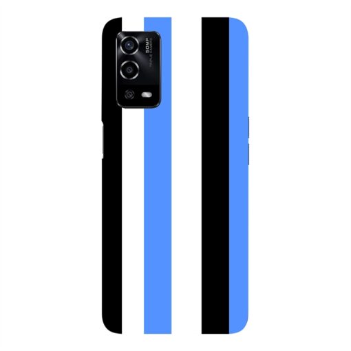 Oppo A55 Mobile Cover Blue Black Straight Rainbow