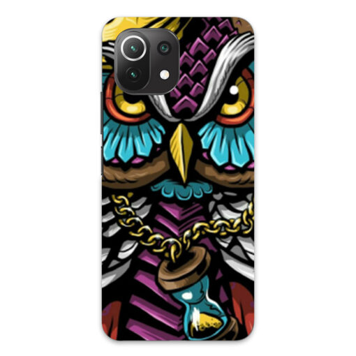 Mi 11 Lite Mobile Cover Multicolor Owl With Chain