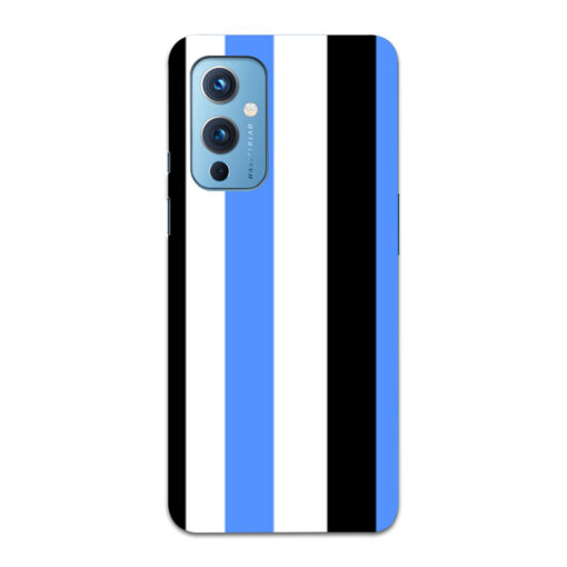 Oneplus 9 Mobile Cover Blue Black Straight Rainbow