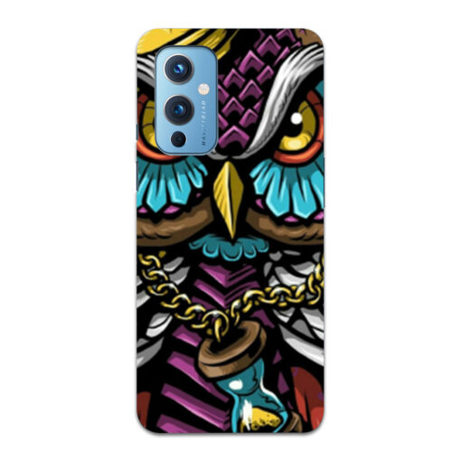 Oneplus 9 Mobile Cover Multicolor Owl With Chain