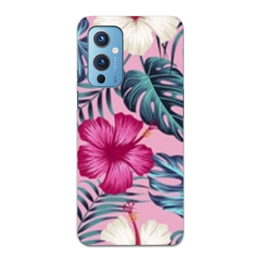 Oneplus 9 Mobile Cover White Pink Floral DE3