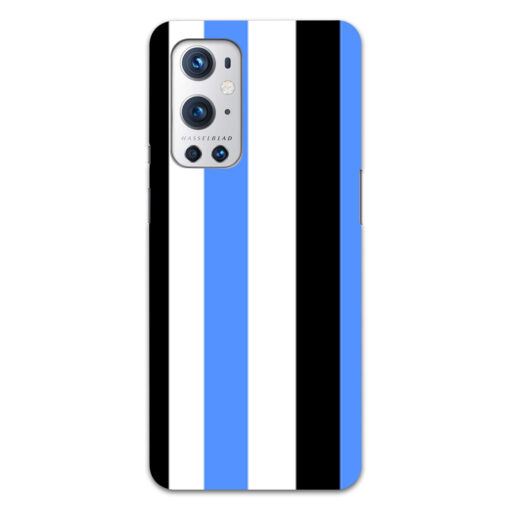 Oneplus 9 Pro Mobile Cover Blue Black Straight Rainbow