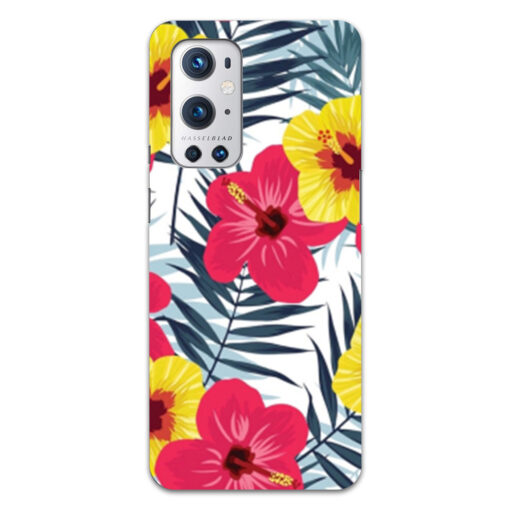 Oneplus 9 Pro Mobile Cover Red Yellow Floral FLOB