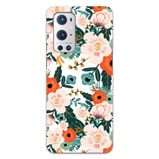 Oneplus 9 Pro Mobile Cover White Red Floral FLOI