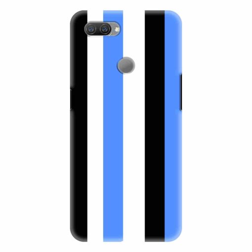 Oppo A12 Mobile Cover Blue Black Straight Rainbow