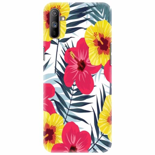 Realme C3 Mobile Cover Red Yellow Floral FLOB