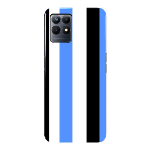 Realme Narzo 50 Mobile Cover Blue Black Straight Rainbow