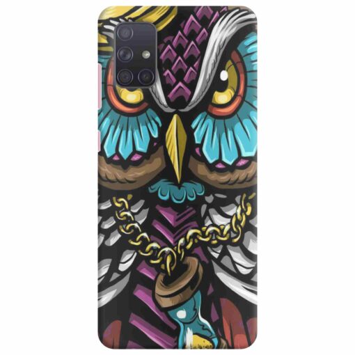 Samsung A71 Mobile Cover Multicolor Owl With Chain