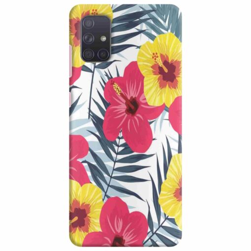 Samsung A71 Mobile Cover Red Yellow Floral FLOB