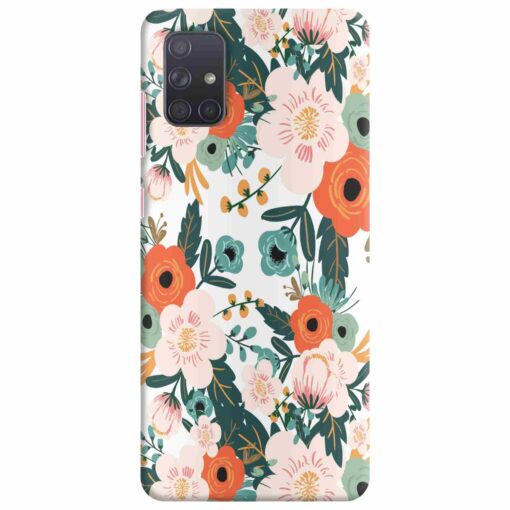 Samsung A71 Mobile Cover White Red Floral FLOI