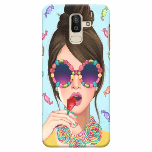 Samsung J8 mobile Cover Girl With Lollipop