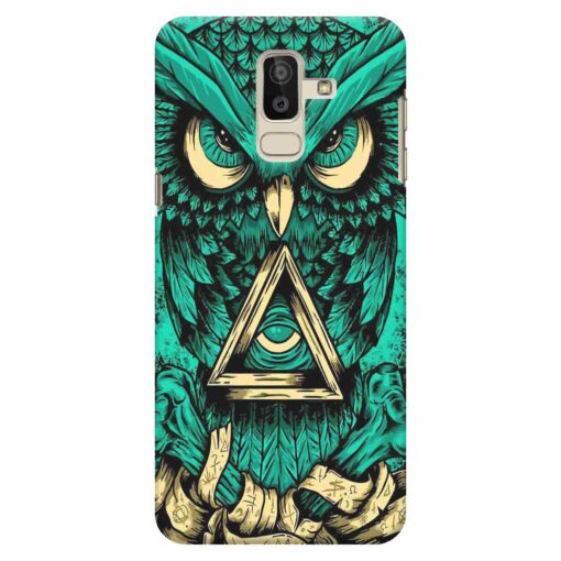 Samsung J8 mobile Cover Green Almighty Owl