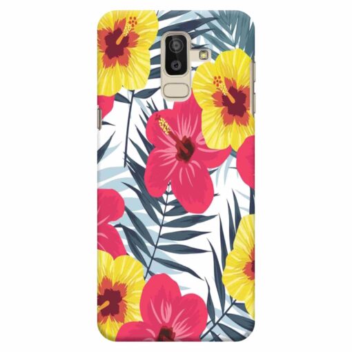 Samsung J8 mobile Cover Red Yellow Floral FLOB