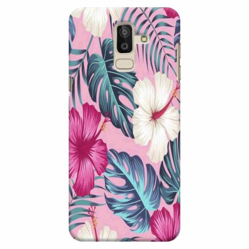 Samsung J8 mobile Cover White Pink Floral DE3
