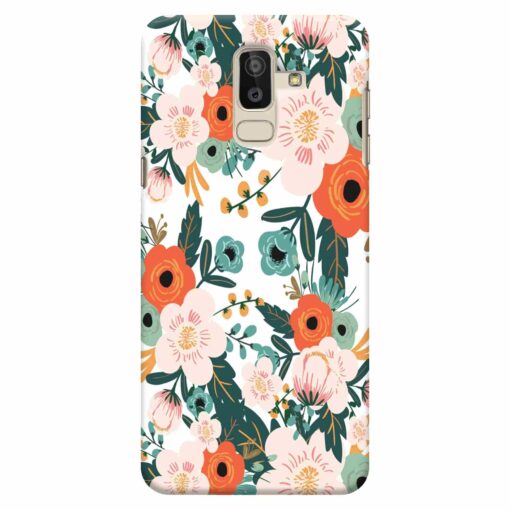 Samsung J8 mobile Cover White Red Floral FLOI