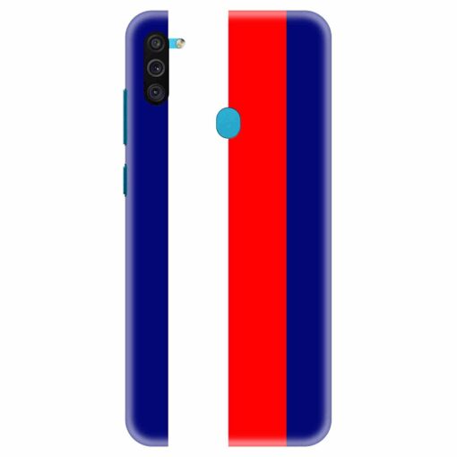 Samsung M11 Mobile Cover Blue Red Straight Line