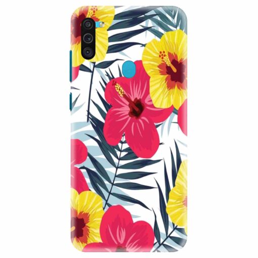 Samsung M11 Mobile Cover Red Yellow Floral FLOB