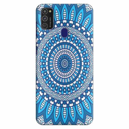 Samsung M21 Back Cover Blue Mandala Art