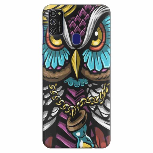 Samsung M21 Back Cover Multicolor Owl With Chain