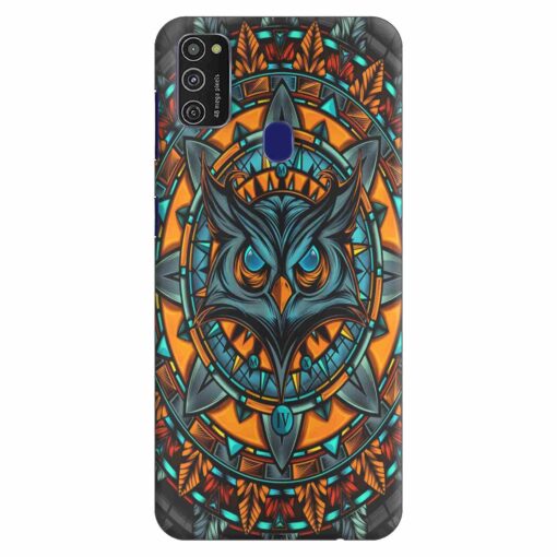 Samsung M21 Back Cover Orange Amighty Owl