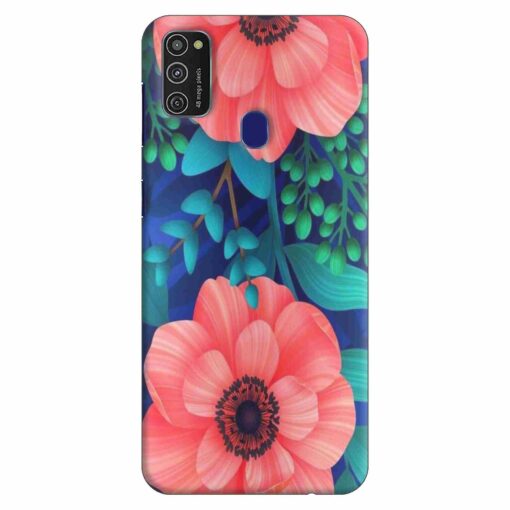 Samsung M21 Back Cover Peach Floral