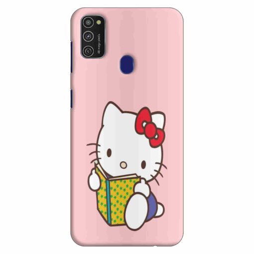 Samsung M21 Back Cover Studying Cute Kitty