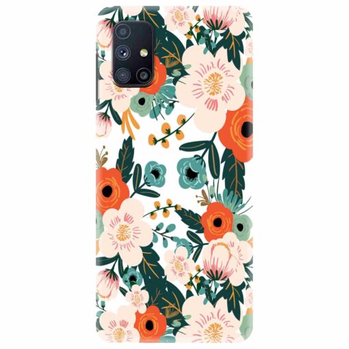 Samsung M51 Mobile Cover White Red Floral FLOI