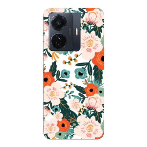 Vivo T1 Pro Mobile Cover White Red Floral FLOI