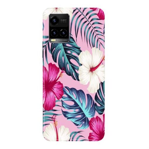 Vivo Y33s 5G Mobile Cover White Pink Floral DE3