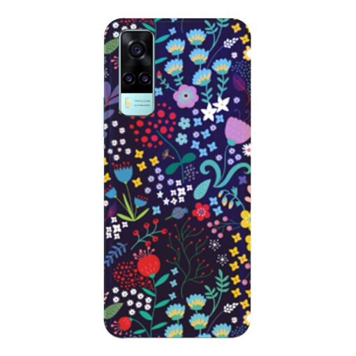 Vivo Y51A Mobile Cover Dark Blue Floral FLOJ