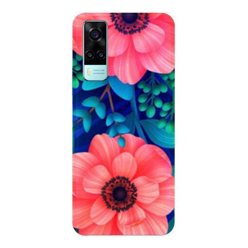 Vivo Y51A Mobile Cover Peach Floral