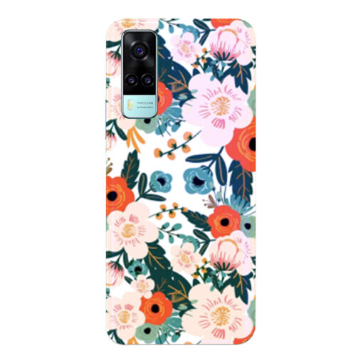 Vivo Y51A Mobile Cover White Red Floral FLOI