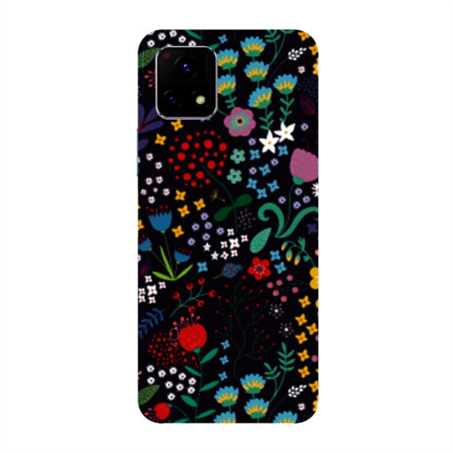 Vivo Y72 5G Mobile Cover Dark Blue Floral FLOJ